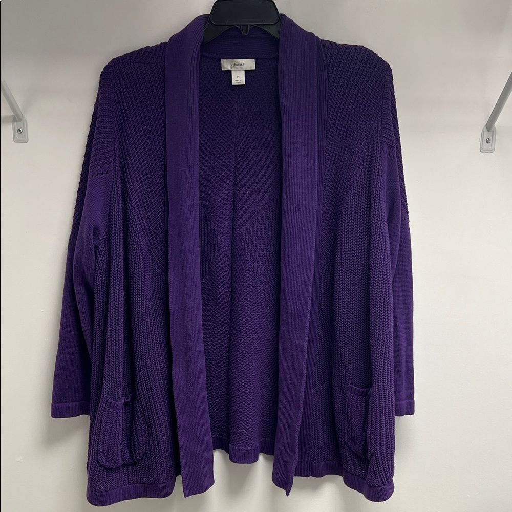 CJ Banks Rich Purple Knit Cardigan